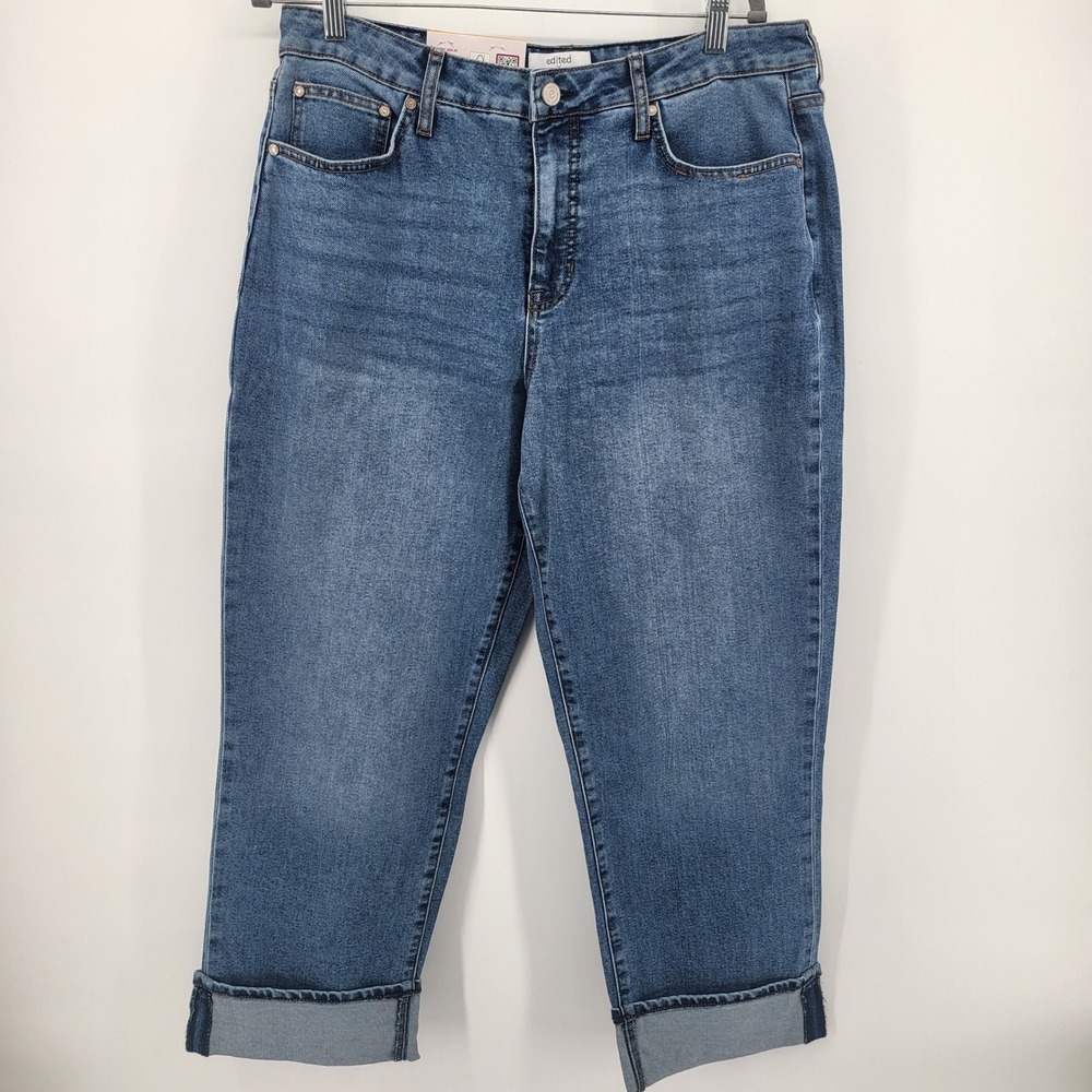 Edited Hunter McGrady Women's Jeans Size 12 High Rise Cuffed Wide Leg Denim new